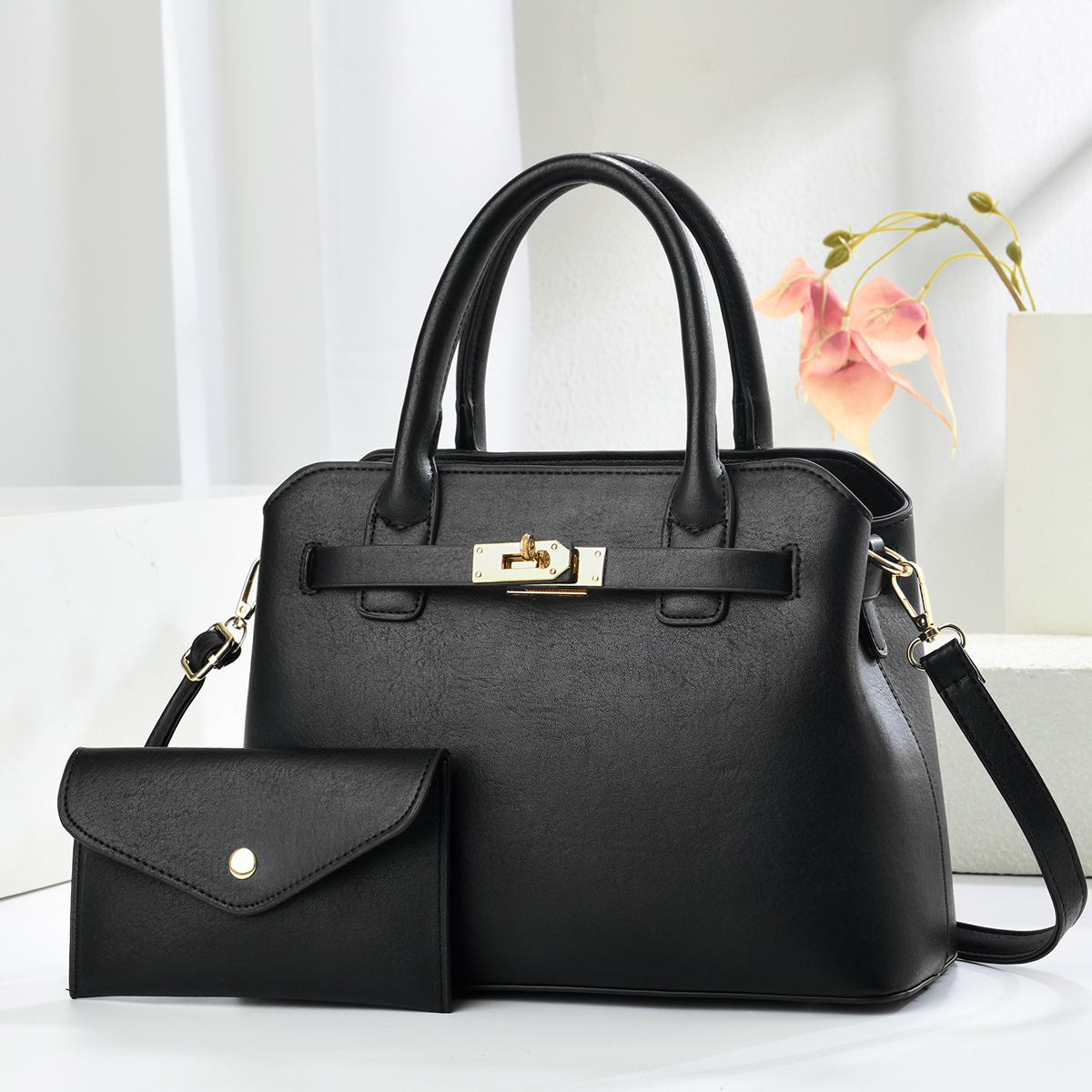 Dos paquetes de bolsos casuales bolsos de mano de otoño nuevo estilo de moda de color sólido mochila de viaje bolsos de hombro bolsos transfronterizos