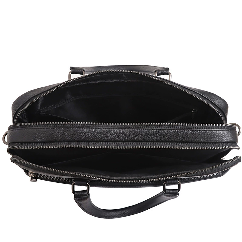 Handheld capacious one-shoulder bag for documents, genuine leather, 15 inch