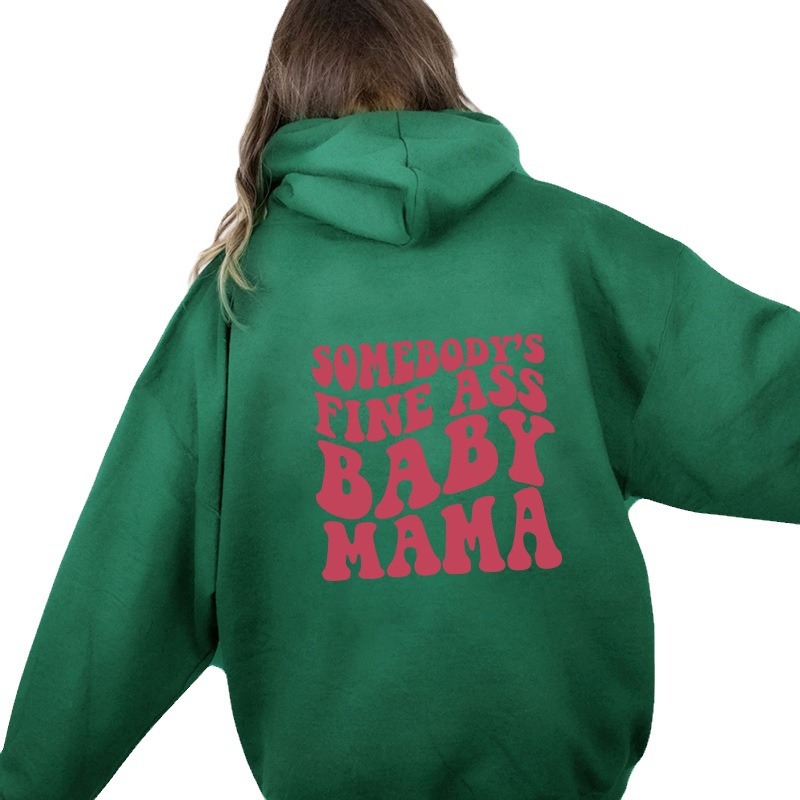 Women's Clothing new style letter fashion printed hooded back collar plus velvet sweatshirt women's top_voghion.com