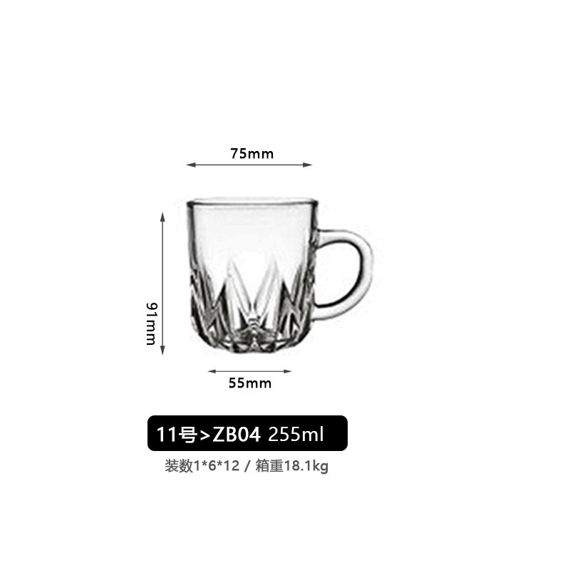 Glass Handle Cup Set Taza de menú transfronteriza Taza de desayuno Taza de café Set con mango transparente Taza de menú