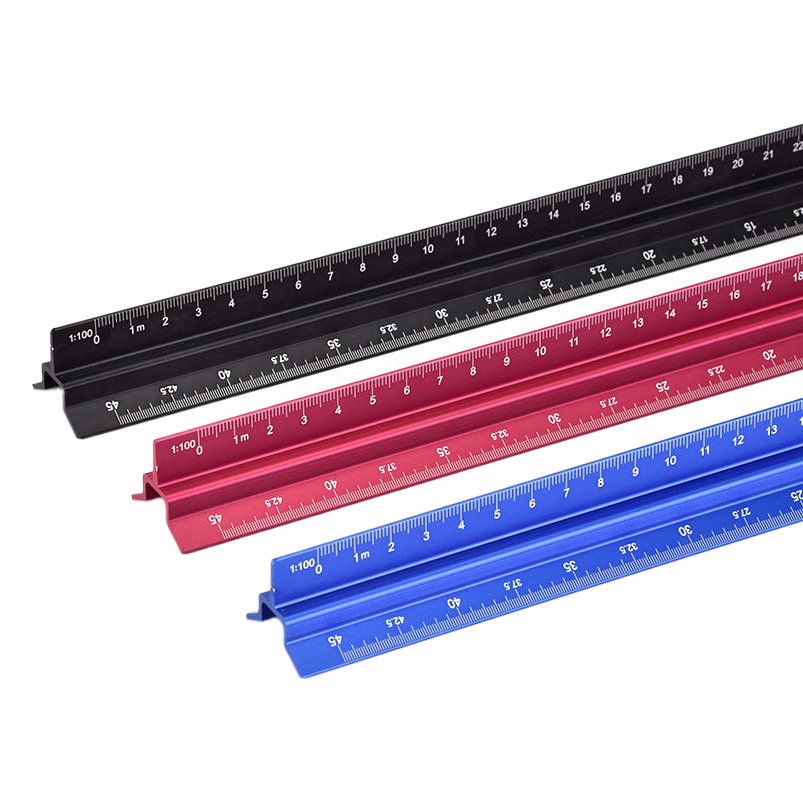 Regla de dibujo Mitsubishi a escala anti-corte personalizada, escala triangular, herramienta de medición de dibujo de diseño interior
