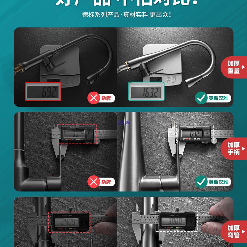 Kitchen Faucet Sink Splash-Proof All-Copper Hot and Cold Pull-Out Telescopic Extension Rotatable Sink Sink