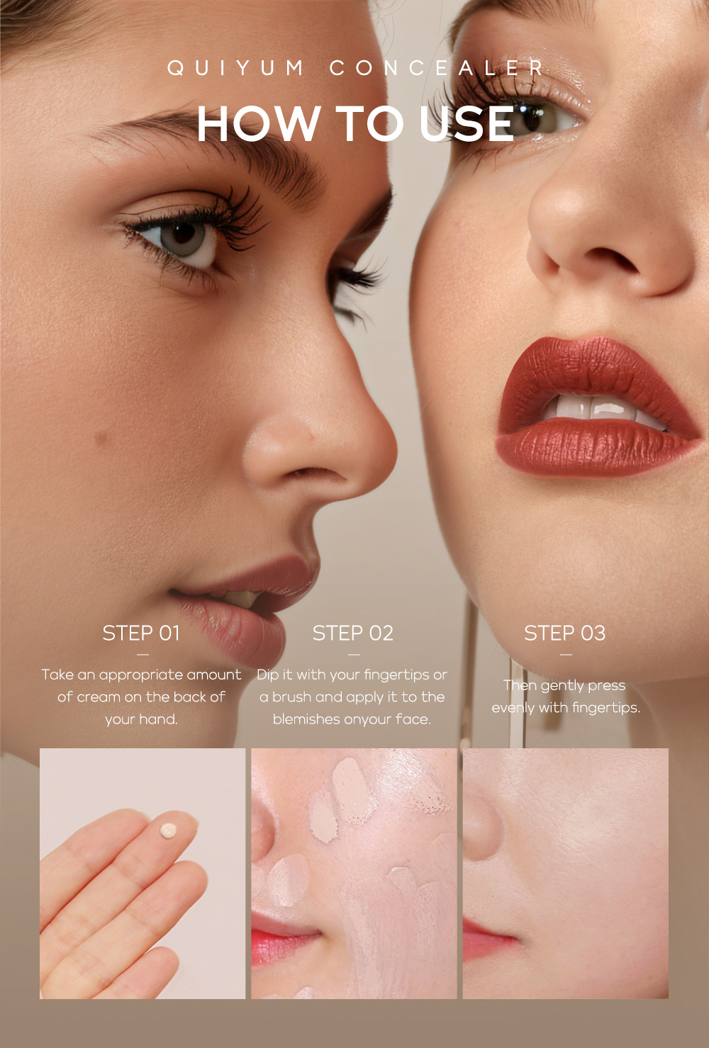 Cross-border QUIYUM Three-color Concealer 8g for contouring, covering blemishes and enhancing skin tone. Factory in stock for wholesale undefined