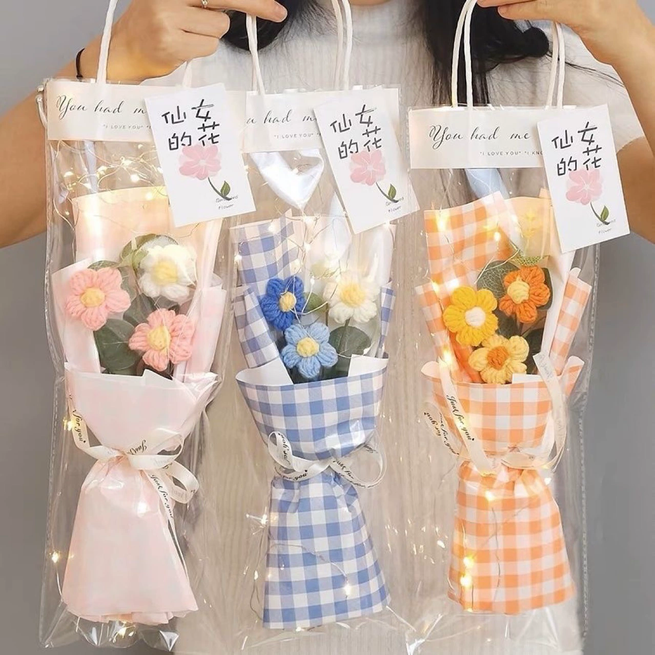 Вязаный букет Выпускной готовый продукт творческий подарок на день рождения подругам шерсть цветок тканый вечный цветок колледж вступительные экзамены студенты