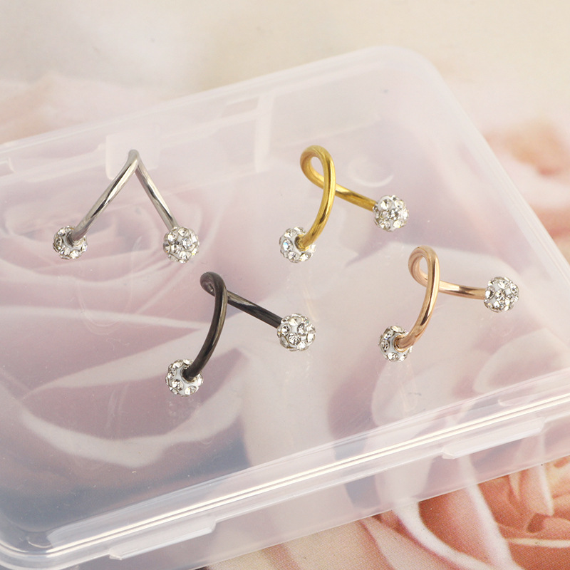 New Korean Geometric Star Stainless Steel Ear Stud 16G S Rod Body Piercing Jewelry detail image 7