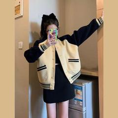 薄手のカーディガンのコートはアメリカのレトロな野球服です。