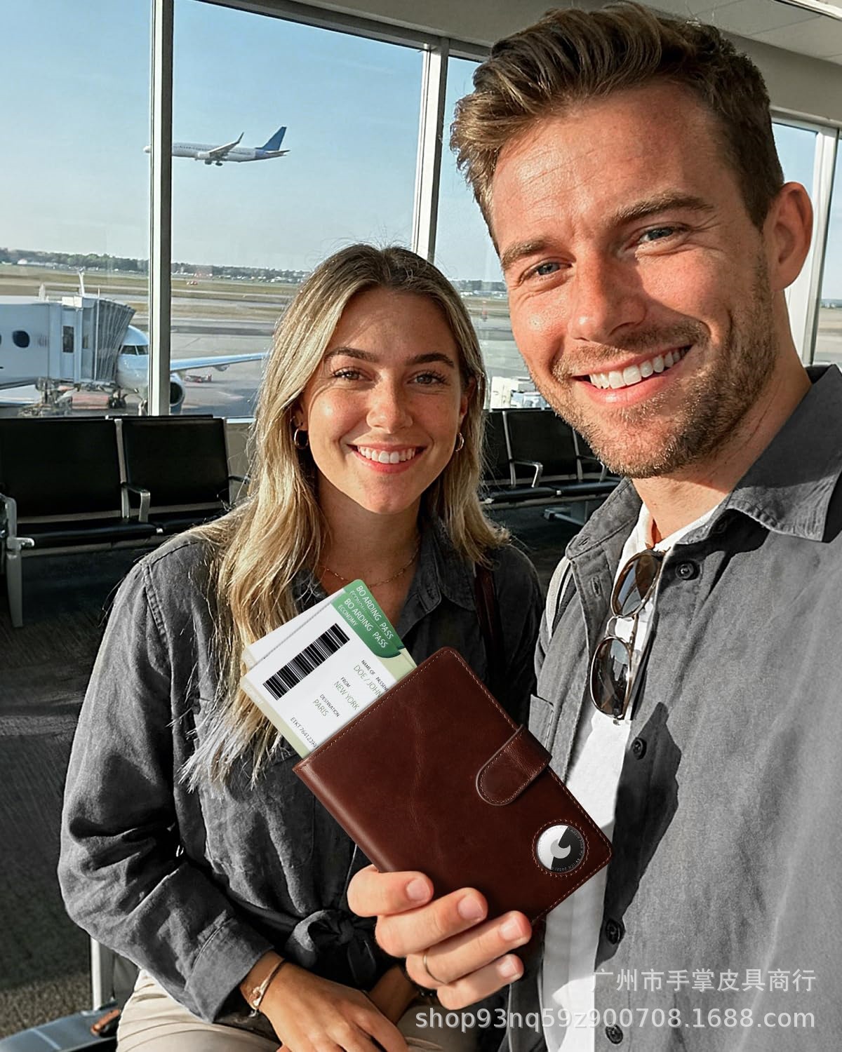 Leder-Reisepassbörse Herren echtes Leder RFID mehrere Kartenfächer