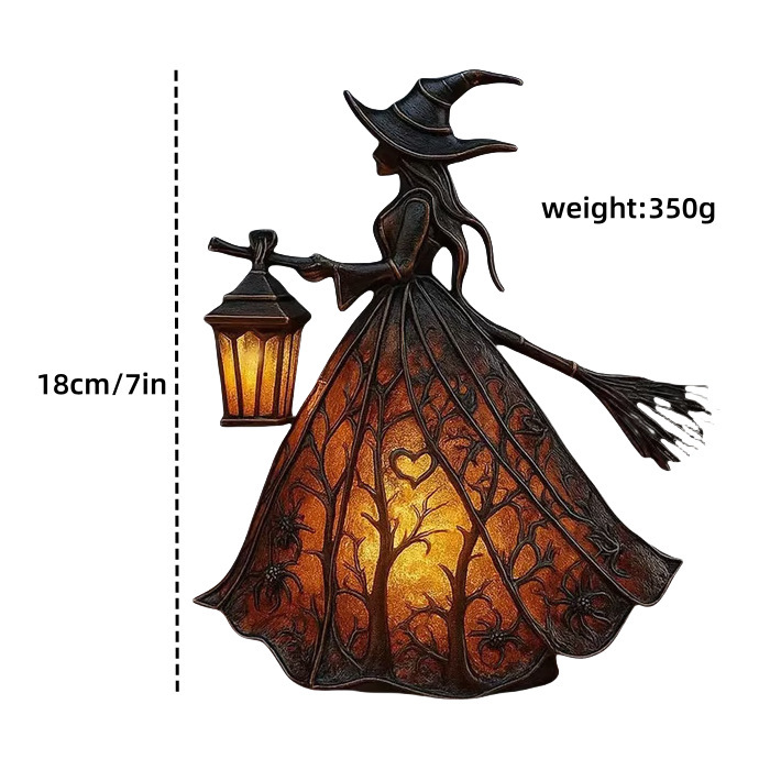跨境Halloween Witch Lamp 哥特式万圣节女巫灯雕像万圣节装饰|undefined