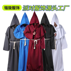 国境を越えたハロウィーン中世の僧侶服修道士ローブcos魔女マント牧師祭りパーティー舞台衣装