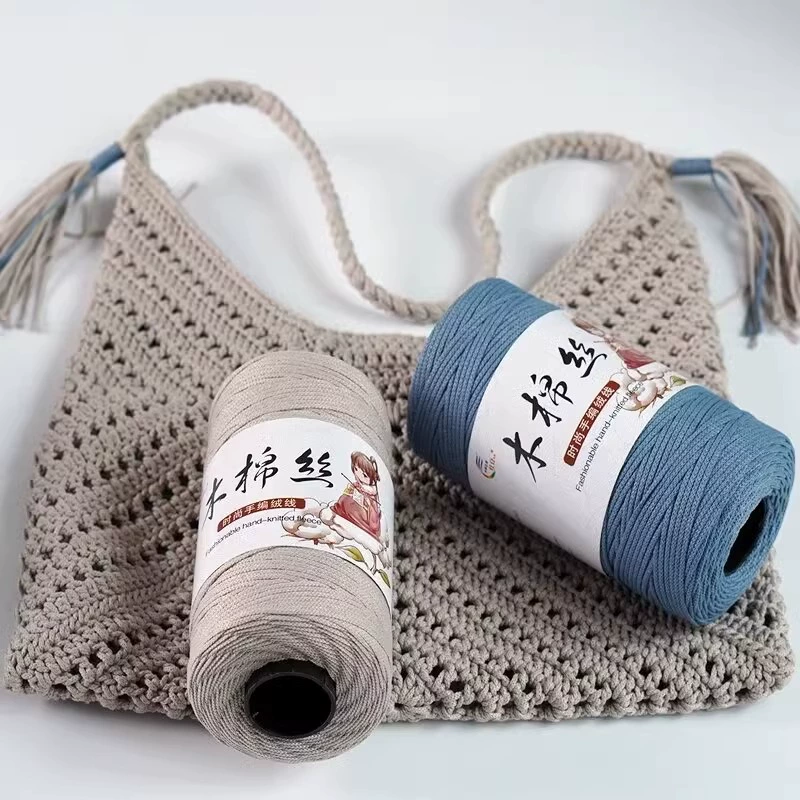 Круглая нить капок, шелк, полый хлопок, средней толщины хлопок и лен, ручное плетение, DIY, крючком, шапка, сумка, популярная нить для шапок