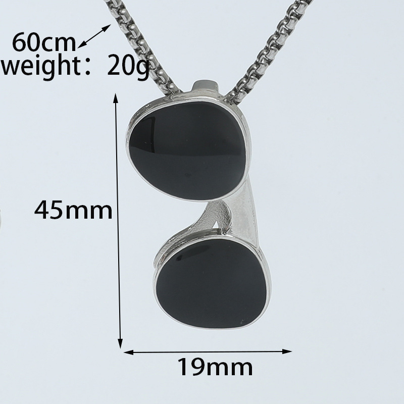 Magic Mirror Necklace Hip-hop Sunglasses Niche Design Pendant Stainless Steel Necklace display picture 1
