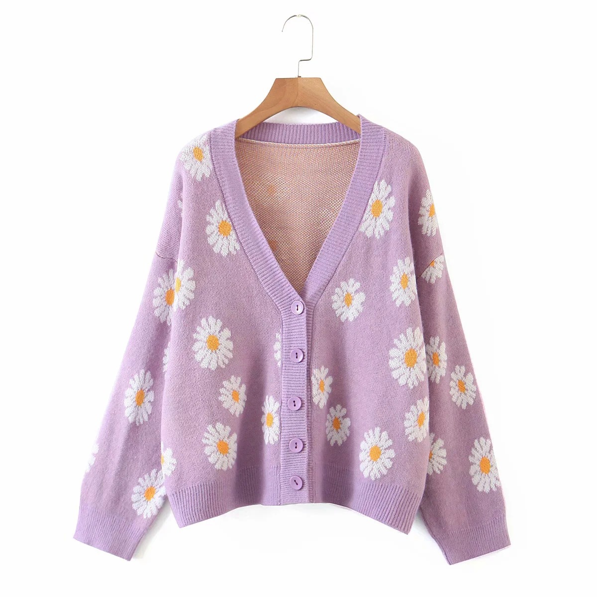 Women's Sweater Long Sleeve Sweaters & Cardigans Printing Casual Daisy display picture 2