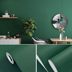 Wholesale dropshipping solid color wallpaper non-self-adhesive bedroom living room milk tea shop non-woven wallpaper dark green waterproof wallpaper
