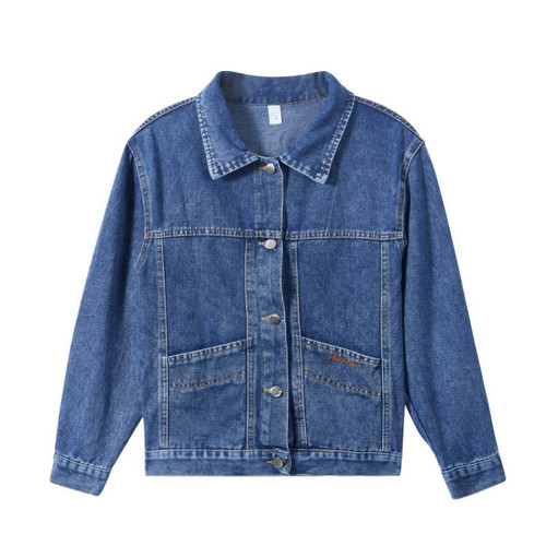 Black Korean-style loose short spring and autumn jacket with embroidery, slimming and versatile casual top
