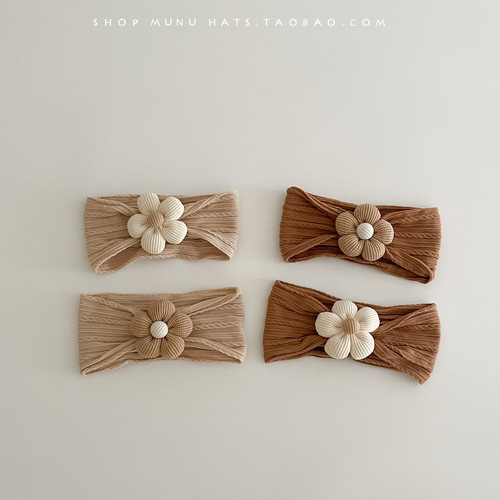 Infant and toddler hairbands, Korean-style floral coffee-colored summer baby girl's fontanel protection hair accessories, Western-style versatile head protection hat