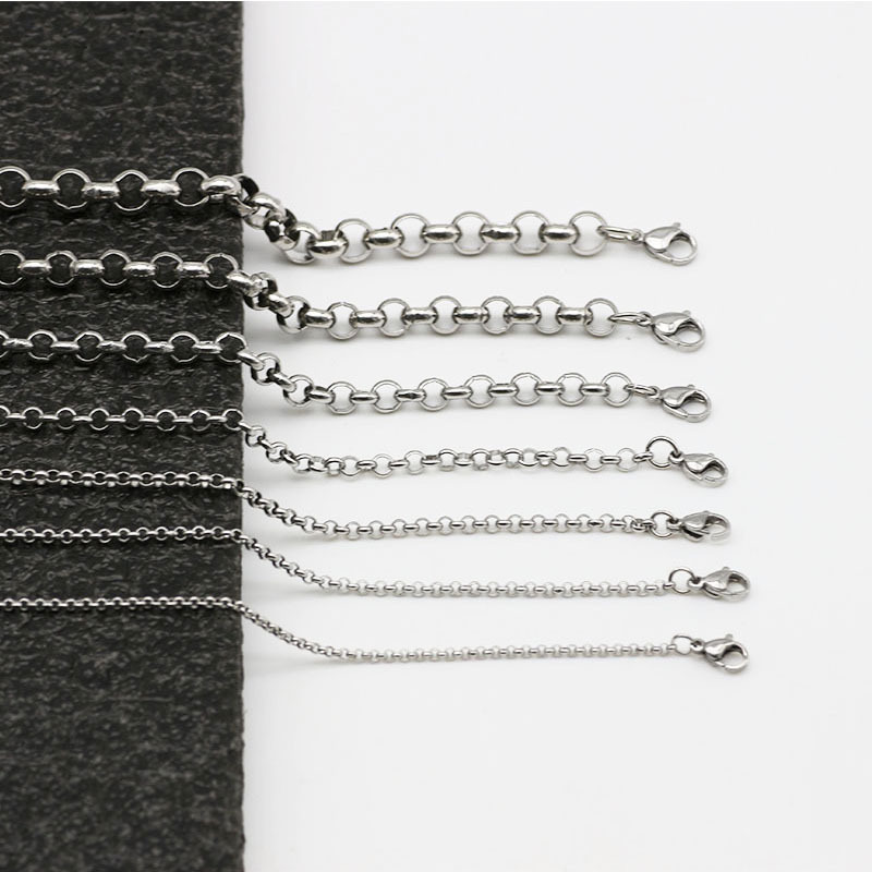 Stainless Steel Rolo Chain Necklace With Interlocking Pendant_voghion.com