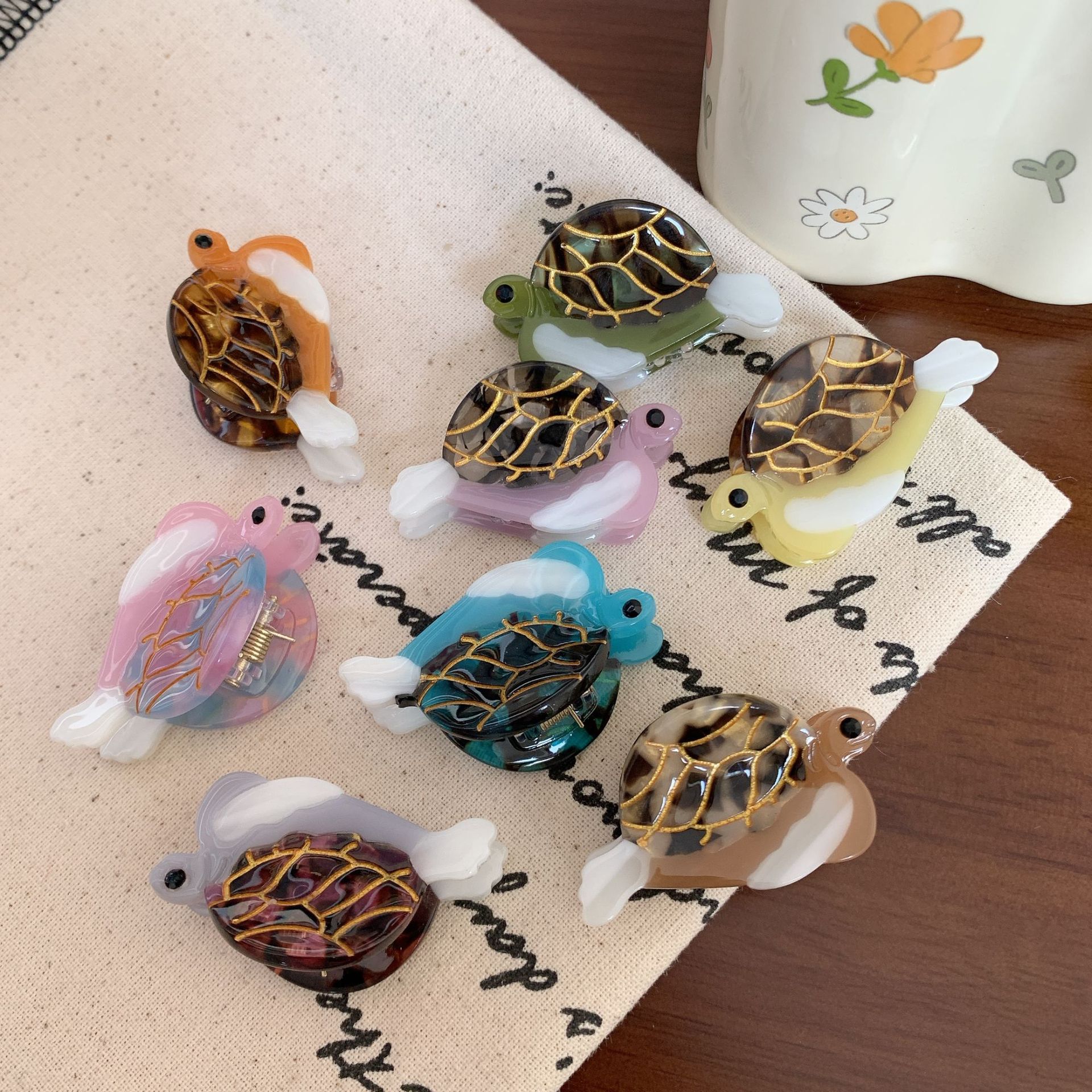 Women's Gender Cute Style Cute Women's Tortoise Acetic Acid Sheets Hair Claws