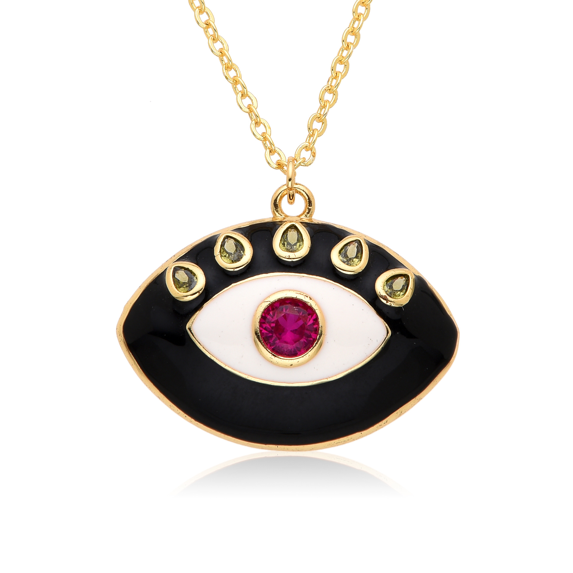 15g Weight Zircon Inlay Material Pendant Necklace Classification cable chain Chain Type 1 Piece Quantity Daily Occasion Copper Material Eye Pattern Women's Gender Plating, Inlay Design Retro, Classic Style Style Copper Retro Classic Style Eye Plating Inlay Zircon Pendant Necklace 8