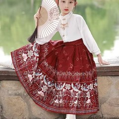 Little Girl's Ma Mian Skirt Set Children's Hanfu Ancient Costume Half Skirt Chinese Style Autumn Thin Tang Style Ming Dynasty