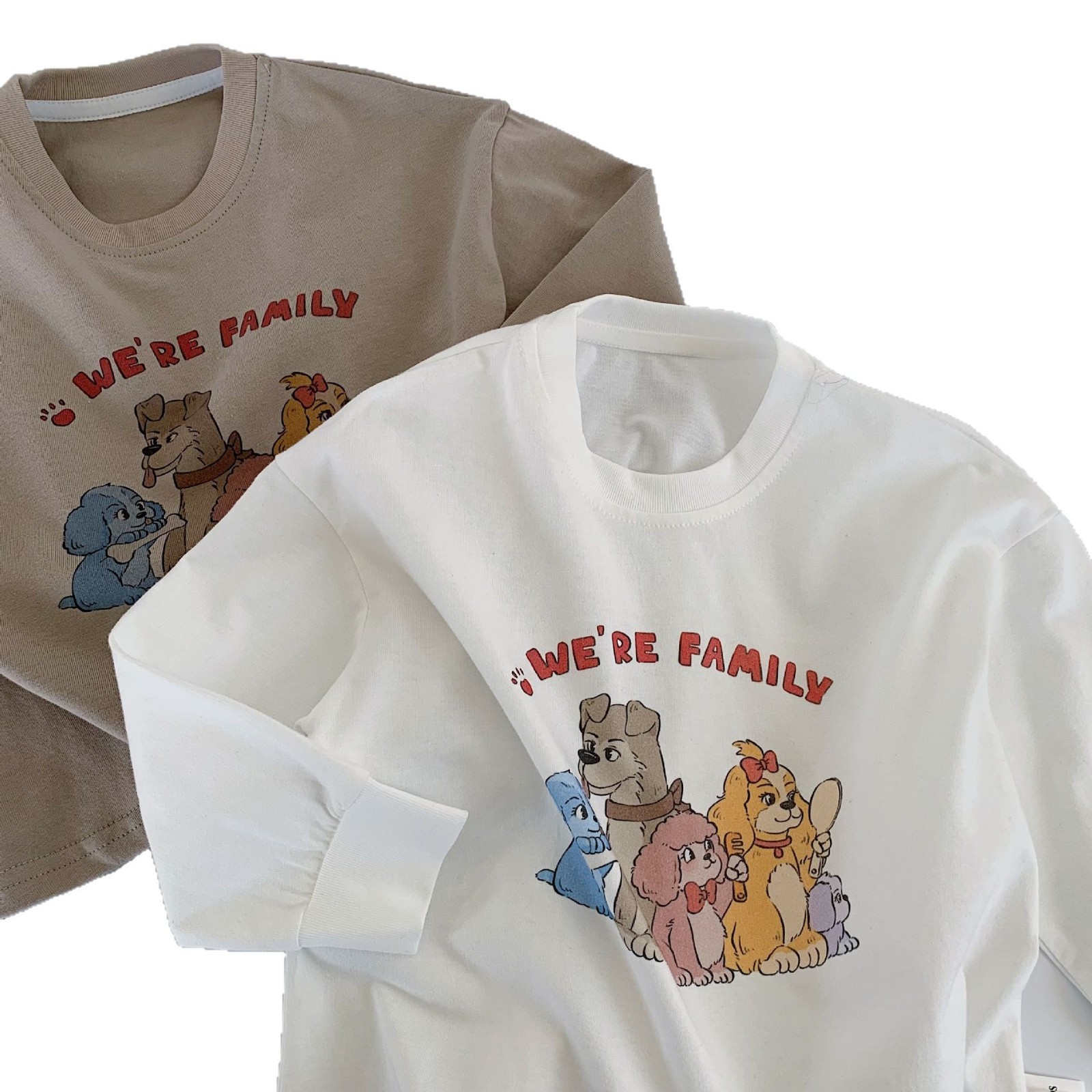Camiseta infantil Mai Bao 2025 otoño nueva ropa infantil de cuello redondo de manga larga para perros, hombres y mujeres, camisetas lindas