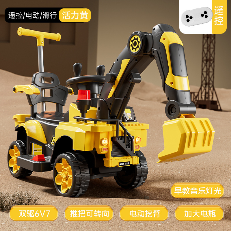 Excavadora eléctrica para niños, coche de juguete para niños, excavadora eléctrica de control remoto, vehículo de ingeniería grande