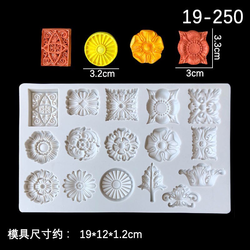 Serie de joyería europea Molde de chocolate con gemas en relieve retro Molde de silicona para pastel de fondant hueco tallado