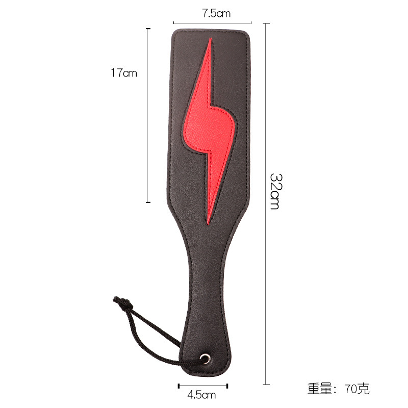 Leather Spanking Paddle with Rivets, Long Handle, Adult Sensory Play Tool — detail image 29