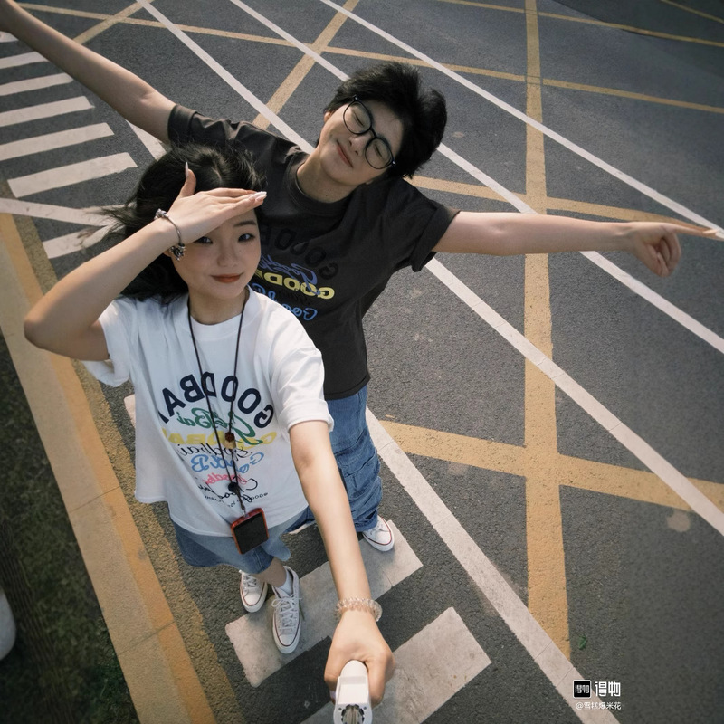 25 New Summer Styles Goodgoodbai Combined Logo Multi-Color Printed Round Neck Short-Sleeved T-Shirts for Men and Women Couples T-Shirts