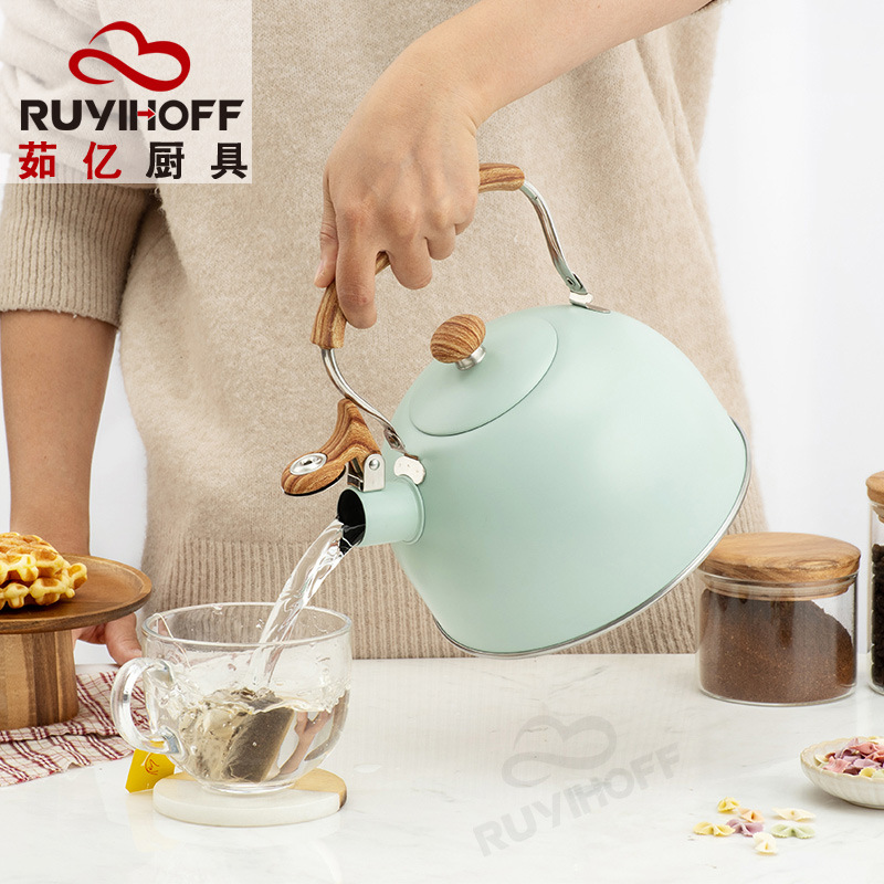 Ruyi utensilios de cocina nuevo verde silbato hervidor de nylon anti-scald manejar eBay transfronteriza utensilios de cocina hervidor de sonido
