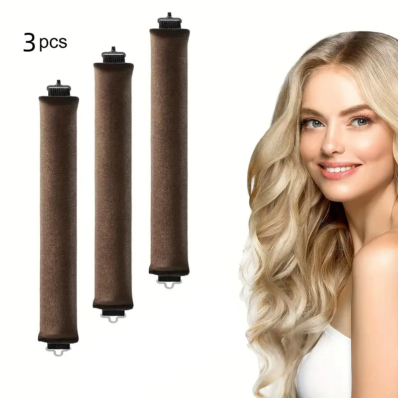 3-hook velvet hair curlers, big-wave sleep rollers set, multi-piece plush curling rods