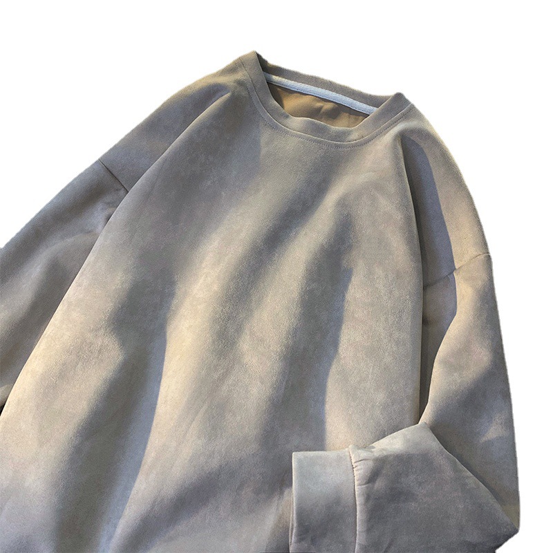 Suéter de gamuza para hombre Primavera y otoño Nueva pareja retro americana de manga larga Raglan Camiseta suelta más tamaño camisa de fondo