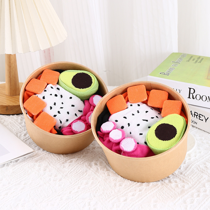 Creatividad transfronteriza Amazon calcetines de mujer antiolor sudor paneles de fruta caja de regalo calcetines de algodón otoño invierno calcetines para hombres y mujeres