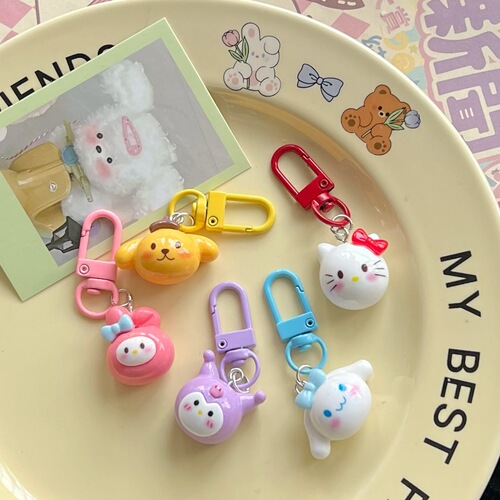 Round three-dimensional Sanrio keychain ins sweet girl school bag pendant best friend gift student jewelry