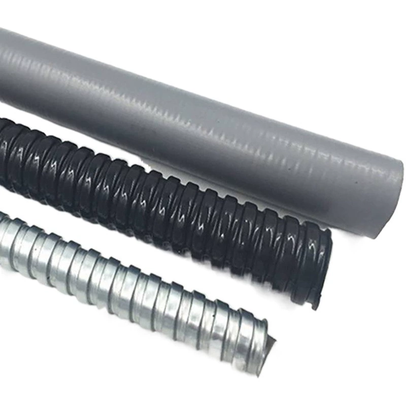 Металлический шланг с пластиковым покрытием утолщенная гофрированная труба с резьбой Черный серый провод защиты Электрический корпус 6 баллов