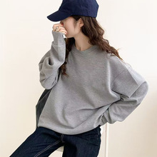 华夫格圆领卫衣女2025秋冬新款韩版宽松时尚百搭长袖T恤女装外套