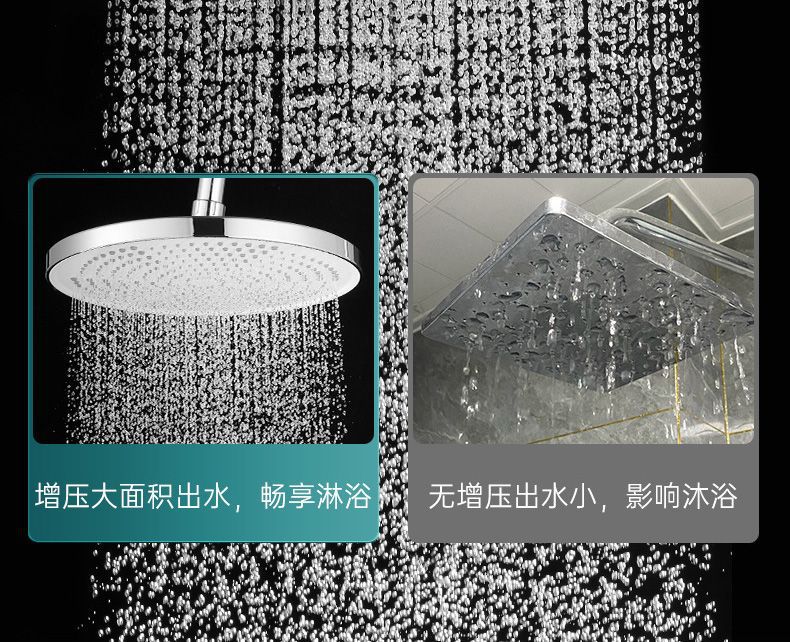 10-inch pressurized showerhead, overhead shower, large showerhead for rain shower, household shower head, bath set undefined