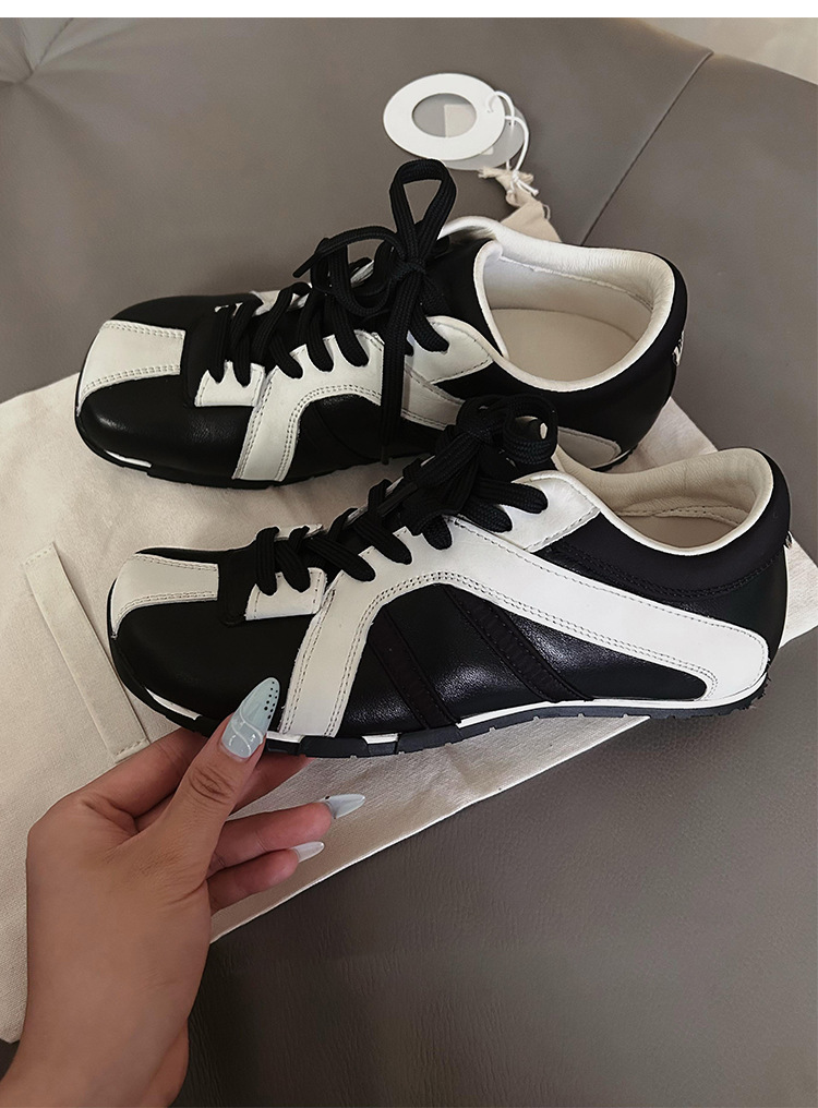 Versione coreana di nicchia con blocchi di colore, allenamento tedesco da donna, con suola spessa, in pelle, da golf e da bowling, casual_voghion.com