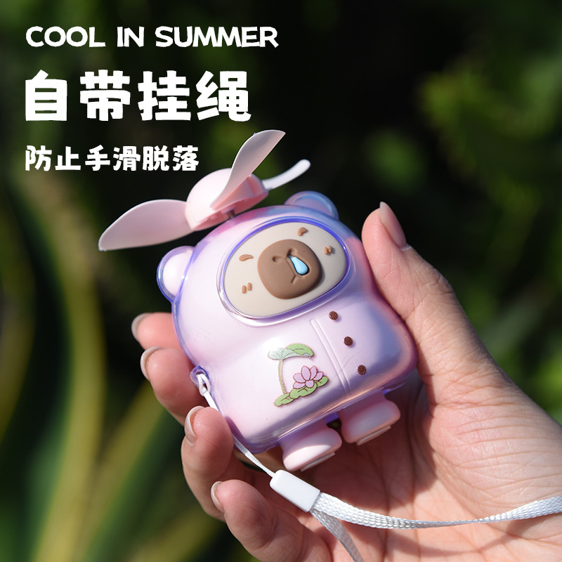 強風小型ファン首吊りファン学生ポータブルハンドヘルドファン漫画 USB 充電式ハンドヘルド小型ファン|undefined
