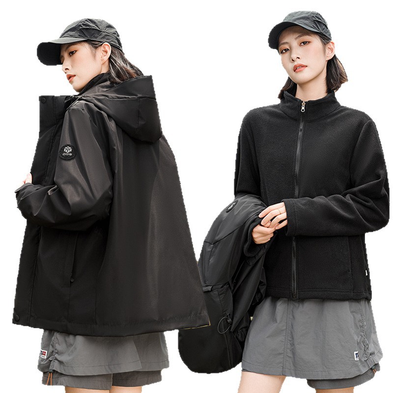 Comercio exterior de invierno nueva ropa de mujer al aire libre 3 - en - 1 calentamiento deportivo chaqueta de algodón con capuchón chaqueta
