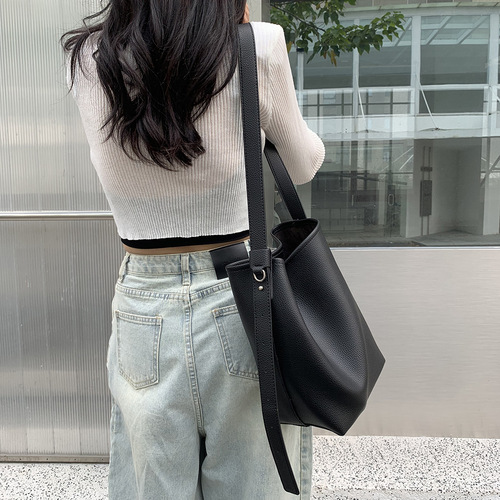 乔戈轻复古女包休闲简约大容量单肩包质感荔枝纹斜挎子母包秋新款