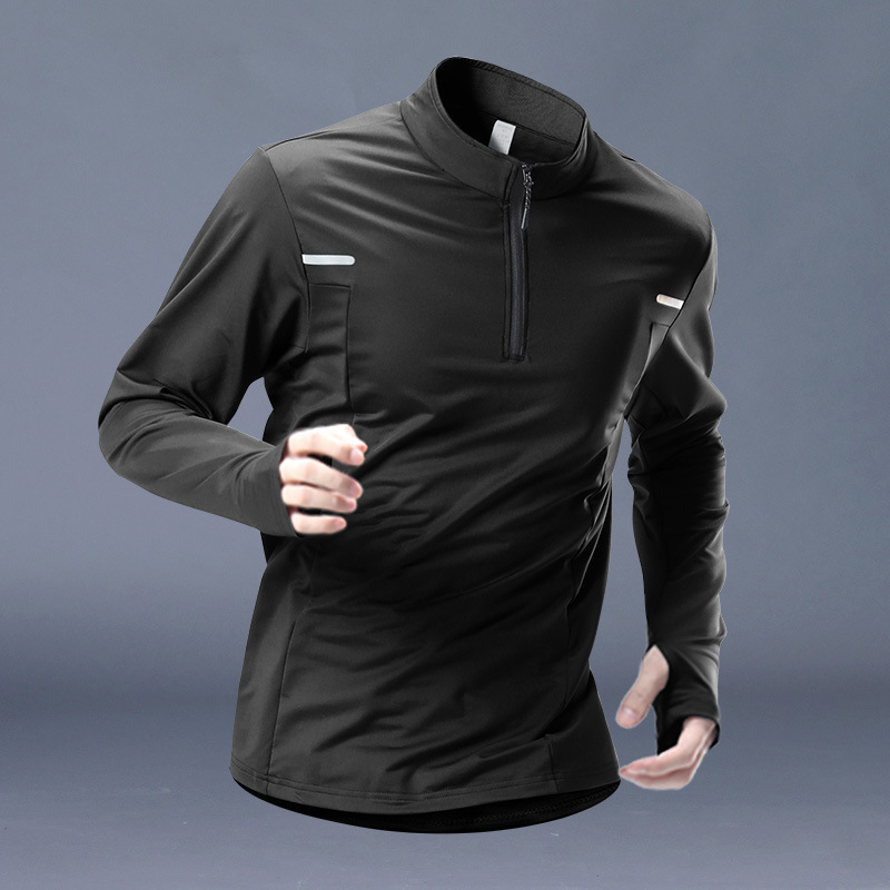 Comercio exterior músculo otoño y invierno nuevo hombre deportes ocio correr gimnasio entrenamiento cremallera suelta camiseta de manga larga
