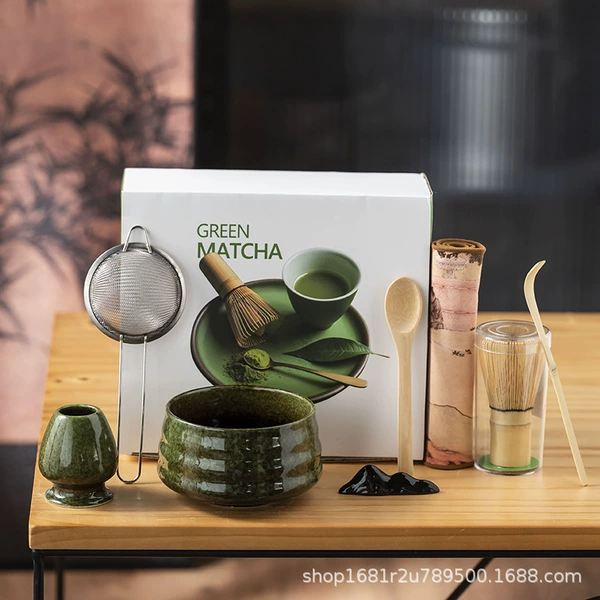 Kiln-turn green matcha set 8 pieces