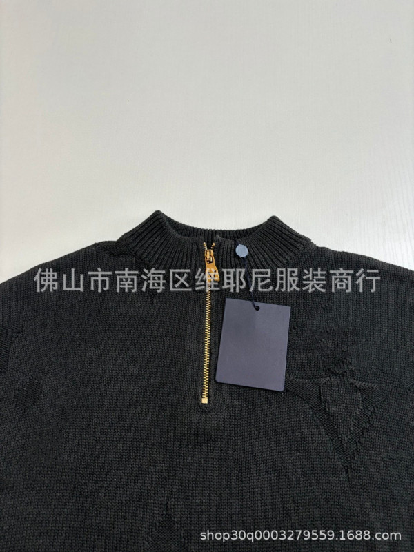 毒家 高品质 1-V家暗纹提花立领秋冬毛衣高定设计感百搭针织衫潮|undefined
