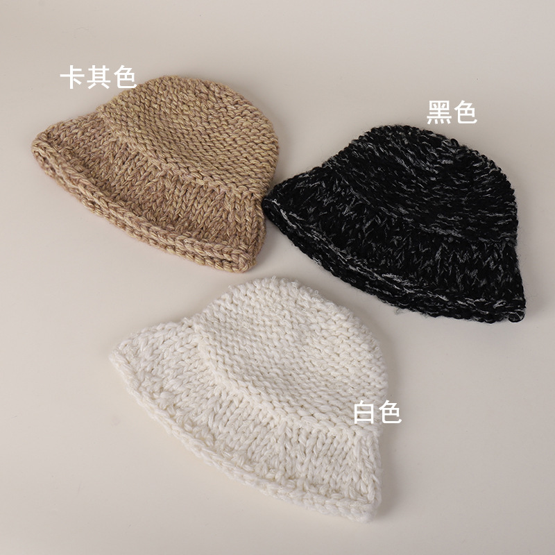 手工编织棒针粗针毛线渔夫帽女高品质纯羊毛水桶帽冬季保暖帽子|undefined