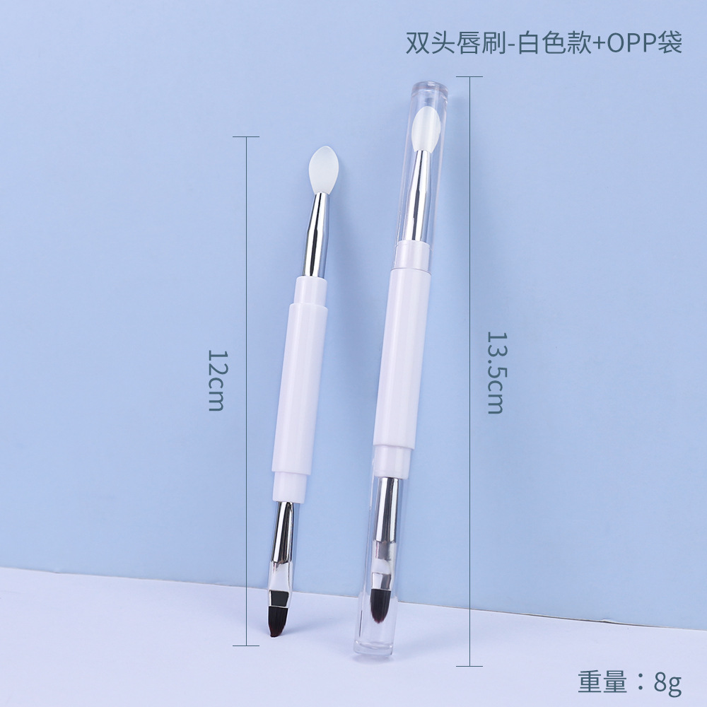 Nuevo cepillo de labios Cepillo de labios de doble punta Cepillo de mascarilla de labios Una cabeza de silicona Una cabeza Cabello suave Herramienta de belleza portátil Cepillo de labios con tapa