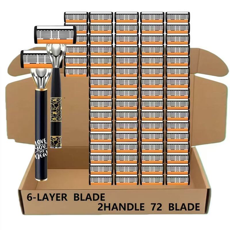New 6-layer razor blade, men's manual shaving razor, six-layer stainless steel blade, cross-border bestseller New 6-layer razor blade, men's manual shaving razor, six-layer stainless steel blade, cross-border bestseller