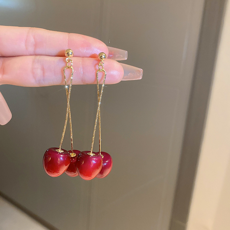 Women's Gender 1 Pair Exaggerated Sweet Cherry Plating Arylic Alloy Drop Earrings