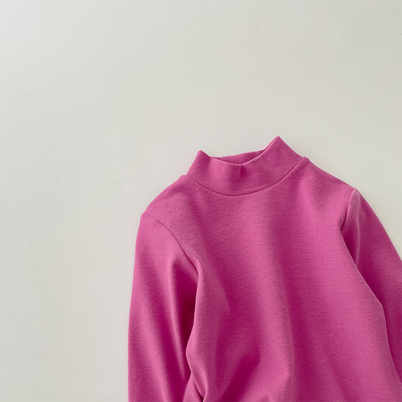 Camiseta de cuello medio elástica de 280 g para niños y niñas, estilo otoño 2026, talla 150-160