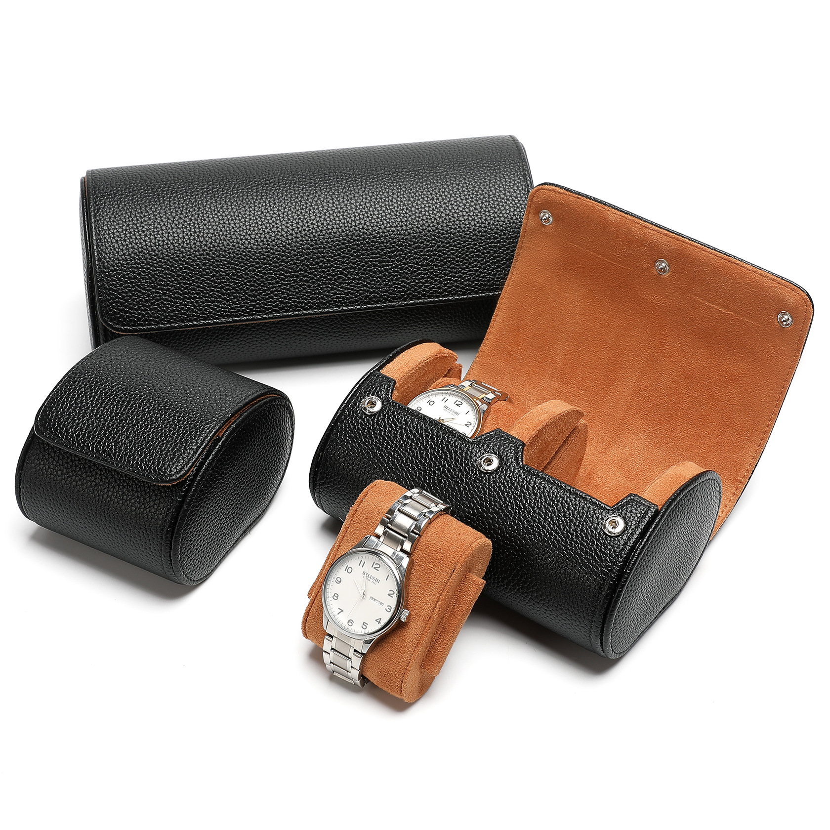 In-Stock Amazon Card Slot Genuine Leather-Like Pu Pebbled Texture Watch Storage Box for 1-3 Watches Watch Box