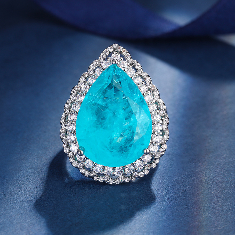 Zhuang Sheng joyas cobre Fondo chapado en oro europeo y americano traje simulación color tesoro gota de agua diamante-incrustado luz lujo temperamento traje 15*20